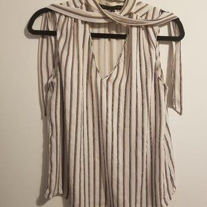 White House Black Market - Scarf Neck Sleeveless Blouse - Stripes - Size 10